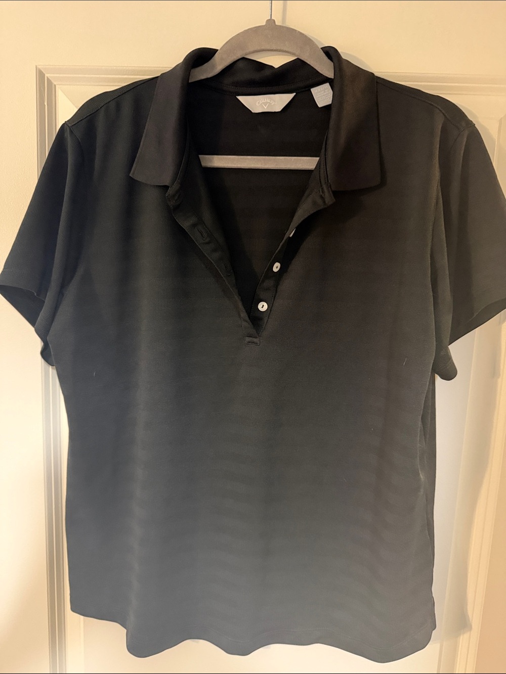Callaway Black Short-Sleeve Polo with Button Placket
